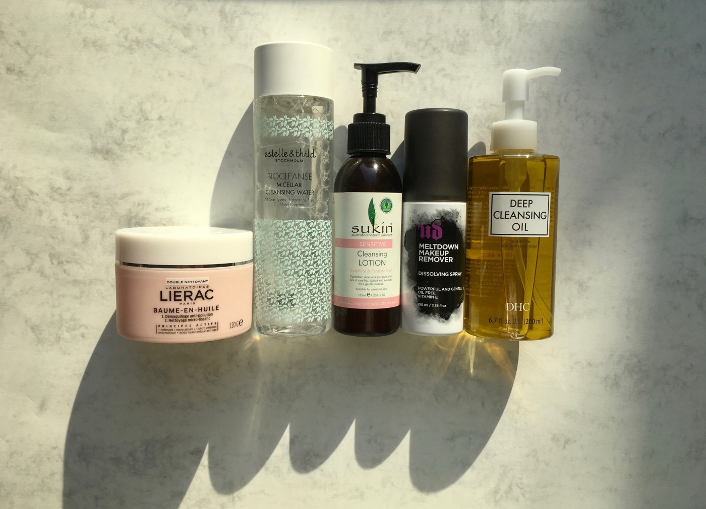 cleanser sukin cleansing lotion DHC cleansing oil estelle & thild lierac urban decay