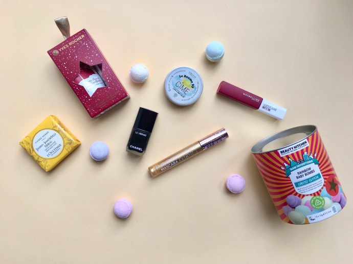 rainbow baby bombs beauty kitchen le baume by cîme le vernis chanel pierre hermé l'occitane maybelline superstay matte ink l'oréal paris paradise extatic mascara