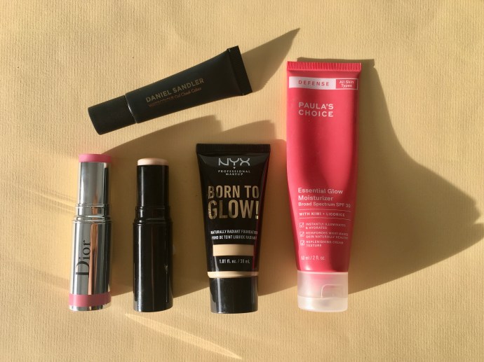 glowy skin born to glow foundation nyx defense essential glow moisturizer paula's choice daniel sandler dior le baume essentiel chanel